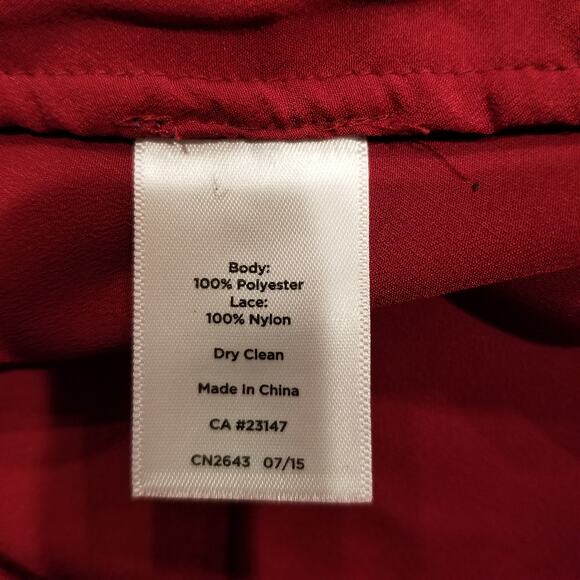 Talbots Women's Popover Burgundy Red Career Office Lace Long Sleeve Blouse Large - Picture 6 of 6